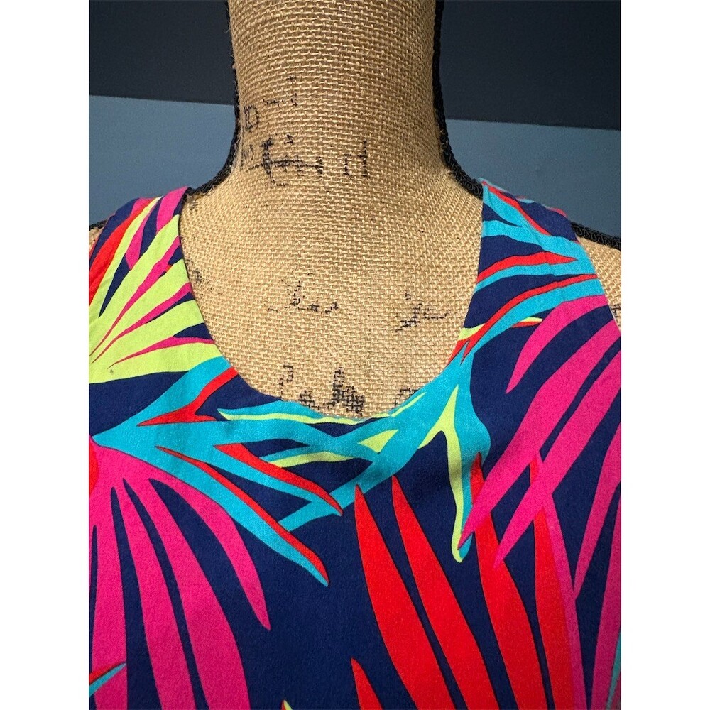 Escapada Living Sun Dress Womens M Tropical Palm Leaf Sleeveless Tassel - Picture 3 of 9